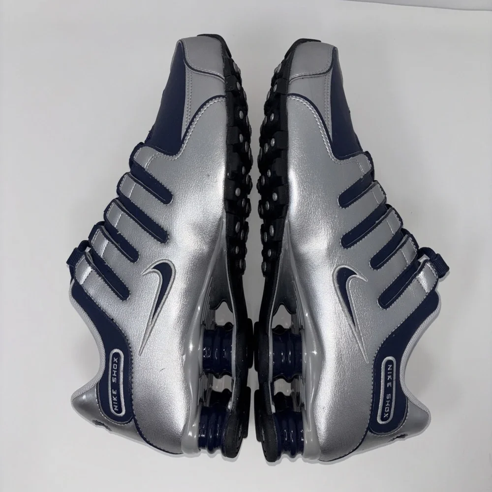 Nike Shox NZ Metallic Silver Midnight Navy, Mens Sz 10, 378341-402